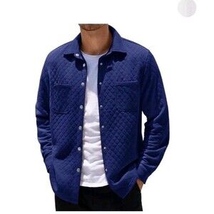 COOFANDY Mens S Shacket Long Sleeve Shirt Jacket Pockets Lightweight Quilted